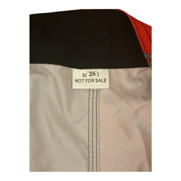 Quiksilver Red and Black Board Shorts with Geometric Design Size 26 Swim Surf - Picture 4 of 5